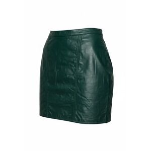 Womens Dark Green Faux Leather Mini Skirt Panel Stitched Forest Green XS